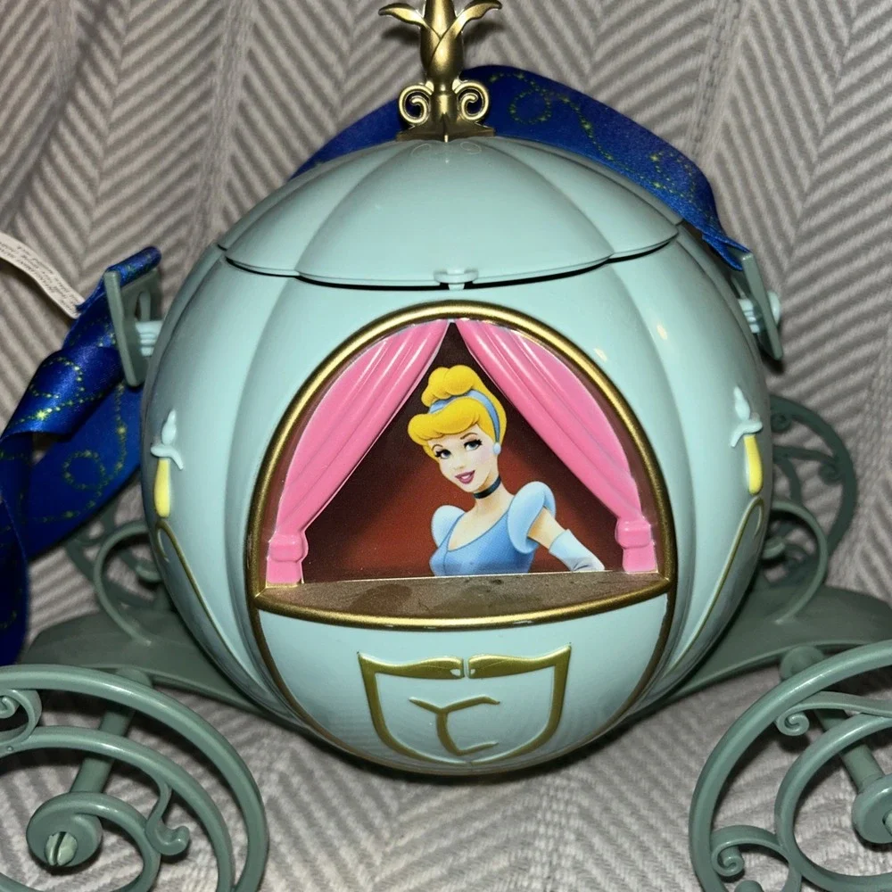 Disney Parks Cinderella's Carriage Popcorn Bucket‎ Disney Souvenir With Strap